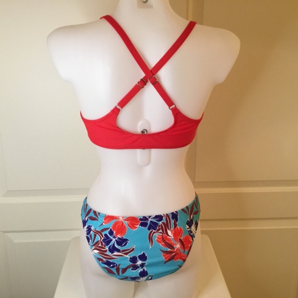 Women's Red Floral Bikini Bathing Suit - Picture 4 of 7